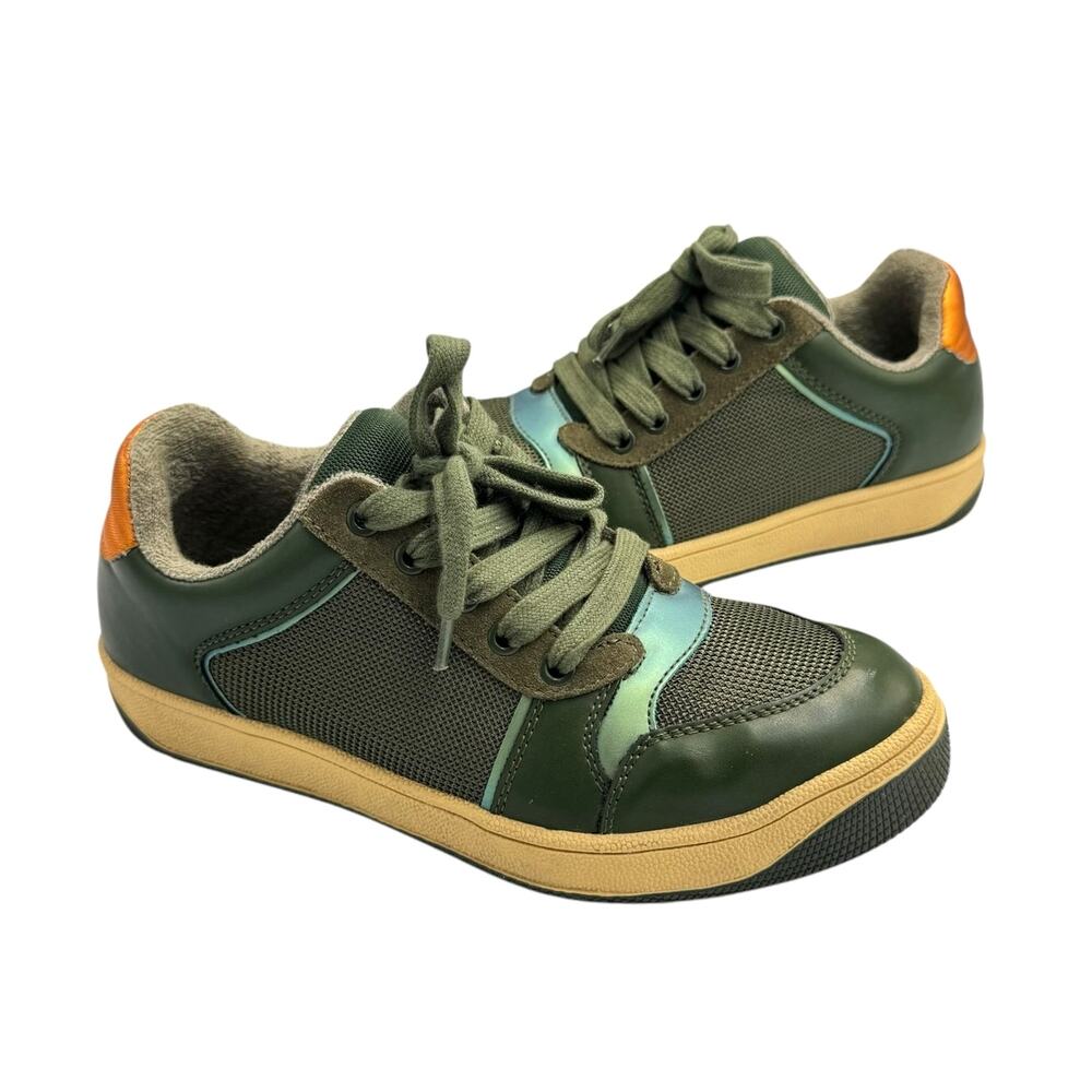 Jeffrey Campbell Heelflip Green Khaki Metallic Chunky Streetwear Womens Sneakers